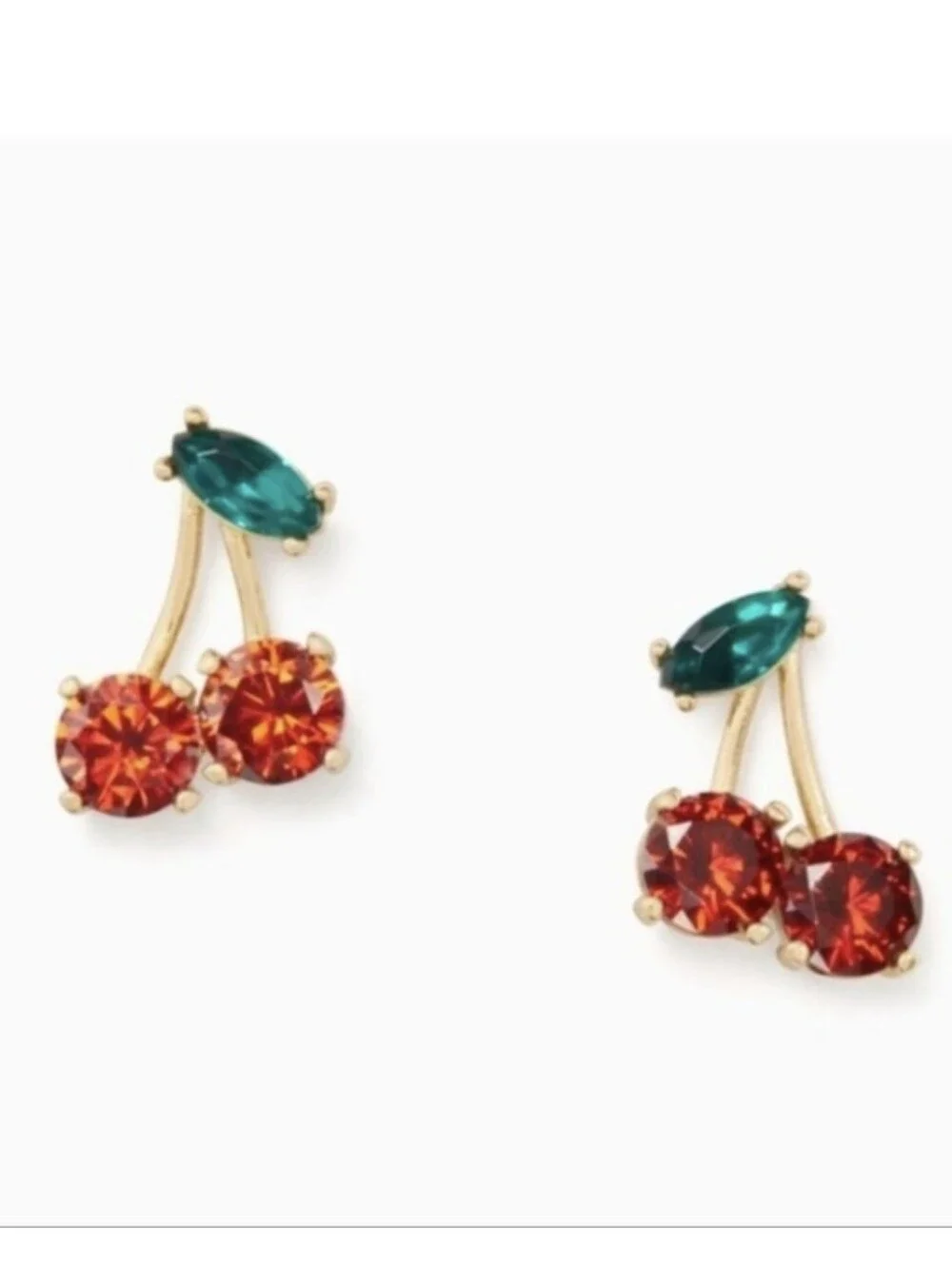 NWT kate spade Ma Cherie 🍒 Crystal Stud Earrings with Red + Green crystals.